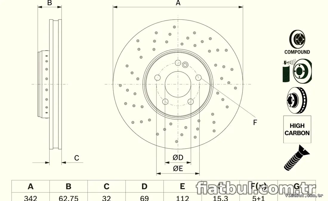 BOSCH 0986479G40 Fren Disk Ayna - BOSCH - 0986479G40