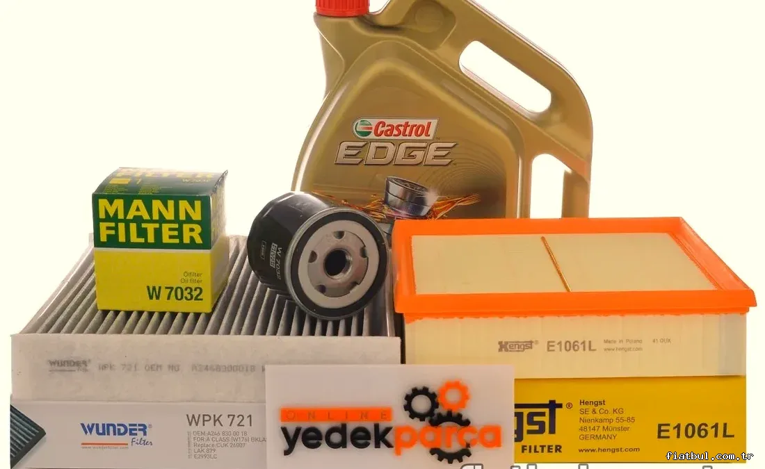 Mercedes W176 Kasa A180 Cdi / d Periyodik Bakım Filtre Seti Castrol Yağ - HENGST - MAN.W7032 / WUN.WPK721 / HEN.E1061L /