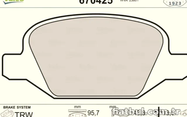 ARKA FREN BALATASI PUNTO II 03> 1,8I 1,9JTD PUNTO II 99 03 1,8I PANDA 03>1,2I 1,3JTD (Valeo)