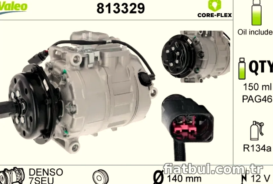 KLIMA KOMPRESORU VOLKSWAGEN PHAETON TOUAREG MULTIVAN V TRANSPORTER V T5 2.5TDI 03> - Valeo - VALEO 813329
