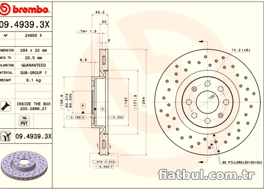 BREMBO 0949393X Fren Disk Ayna - BREMBO - 0949393X