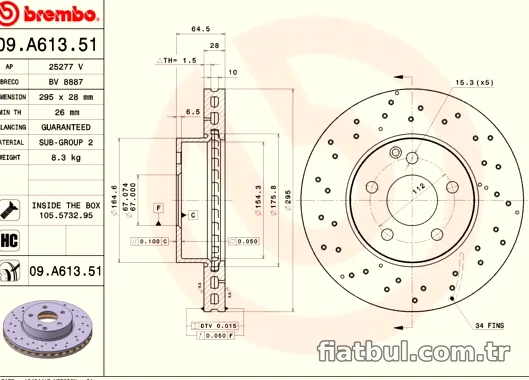BREMBO 09A61351 Fren Disk Ayna - BREMBO - 09A61351