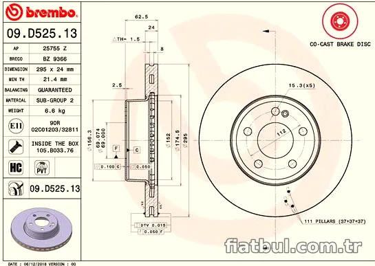 BREMBO 09D52513 Fren Disk Ayna - BREMBO - 09D52513
