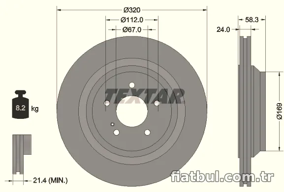 TEXTAR 92160705 Fren Disk Ayna - TEXTAR - 92160705