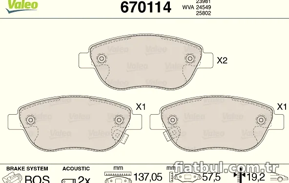 VALEO 670114 Fren Disk Balata - VALEO - 670114