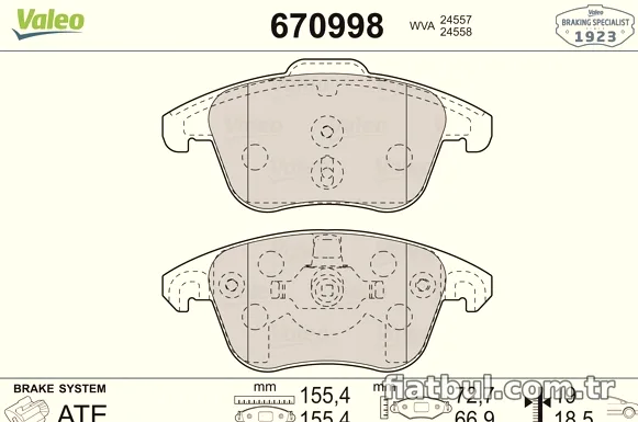 VALEO 670998 Fren Disk Balata - VALEO - 670998